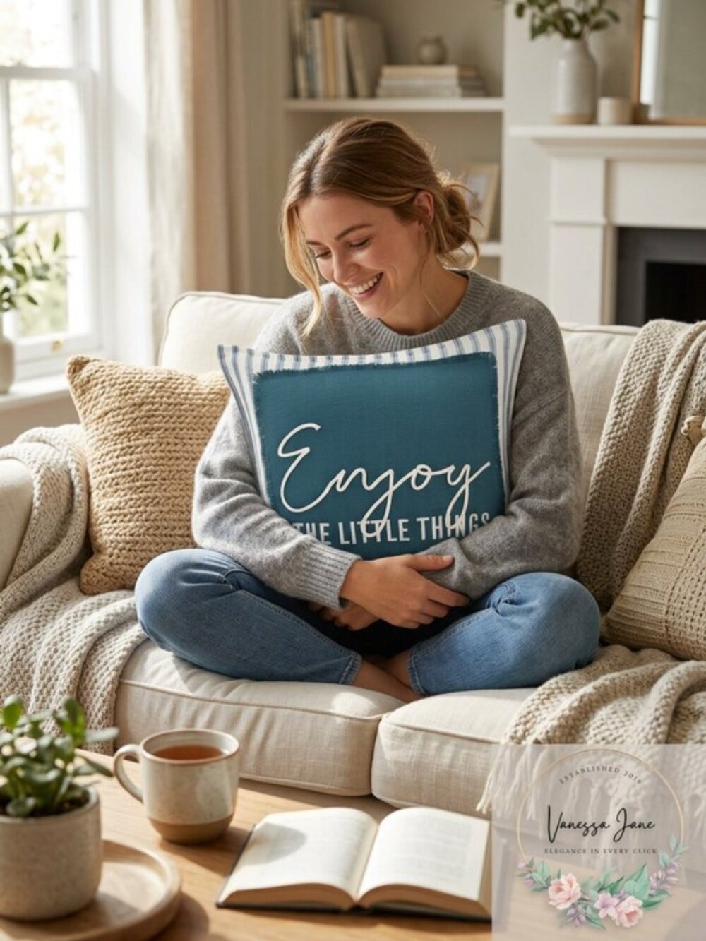 LACOURTE Enjoy the Little Things Pillow – 20X20 Teal